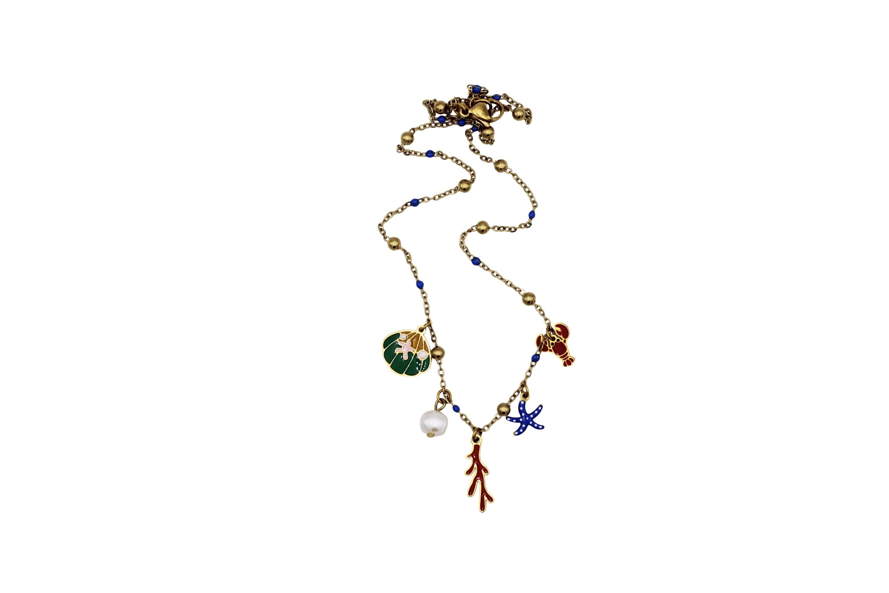 Nautical Enamel Multi Charm Necklace