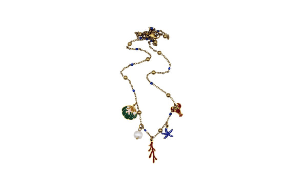 Nautical Enamel Multi Charm Necklace