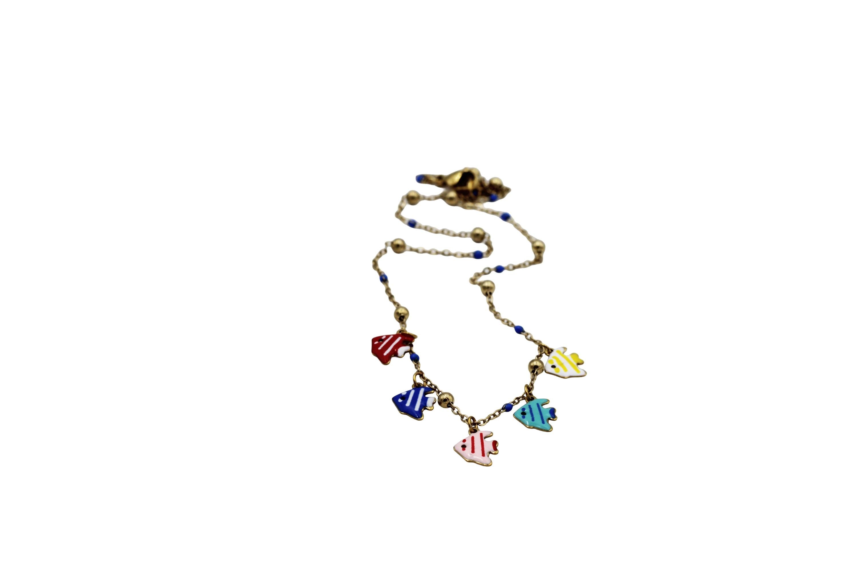 Colorful Fish Enamel Charm Necklace
