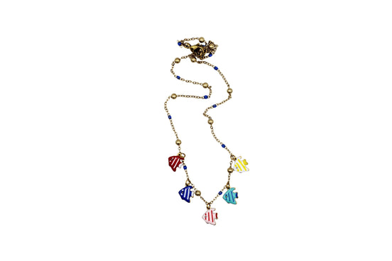 Colorful Fish Enamel Charm Necklace