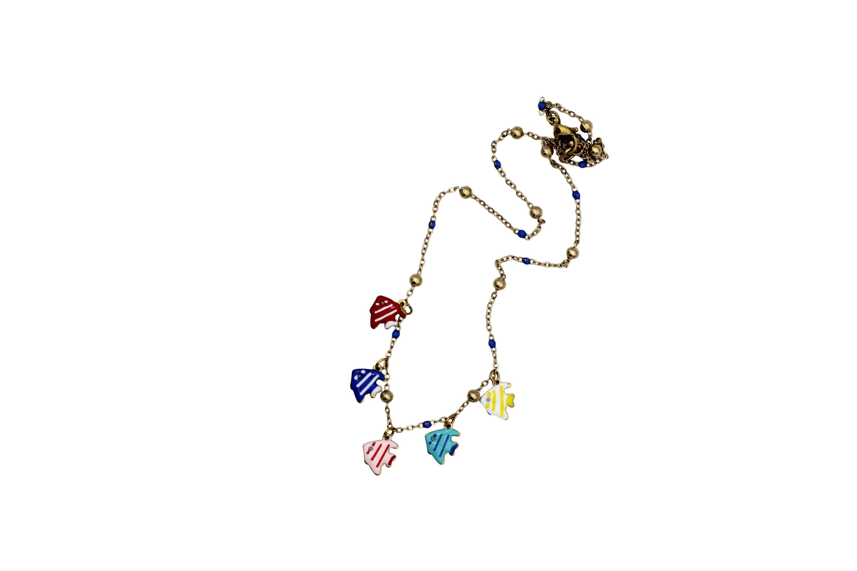 Colorful Fish Enamel Charm Necklace