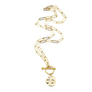 Textured Cross Charm Toggle Necklace