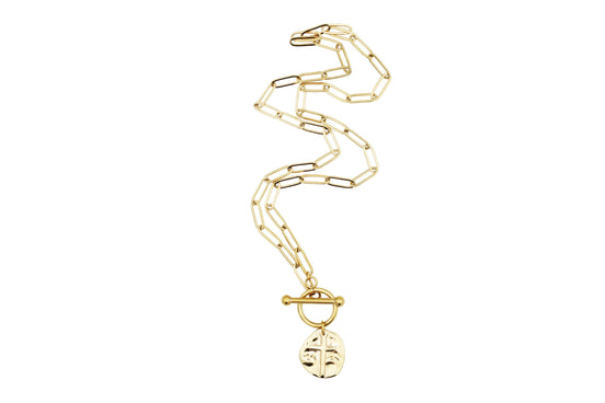 Textured Cross Charm Toggle Necklace