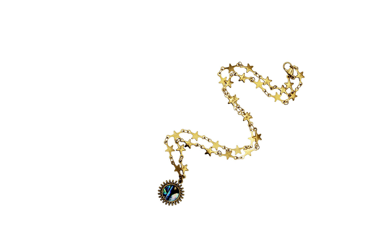 Gold Abalone Sun Necklace