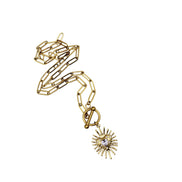 Gold Spikey Heart Rhinestone Toggle Necklace