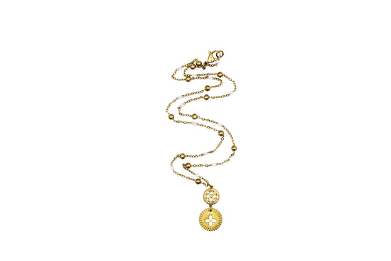Gold Enamel Quatrefoil Necklace