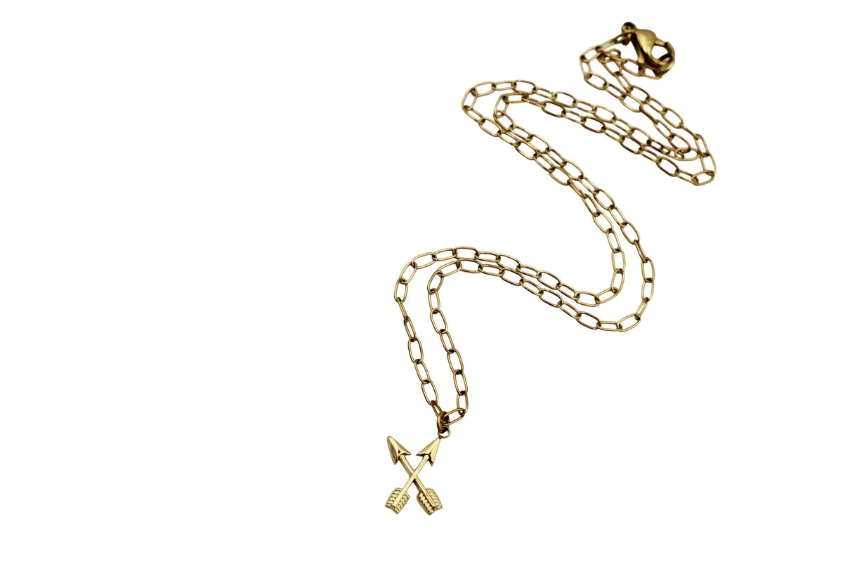 Gold Double Arrows Necklace