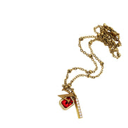 Gold N Rhinestone Charm Cluster Necklace