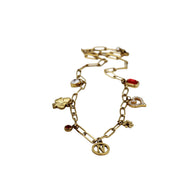 Gold N Multi Charm Necklace