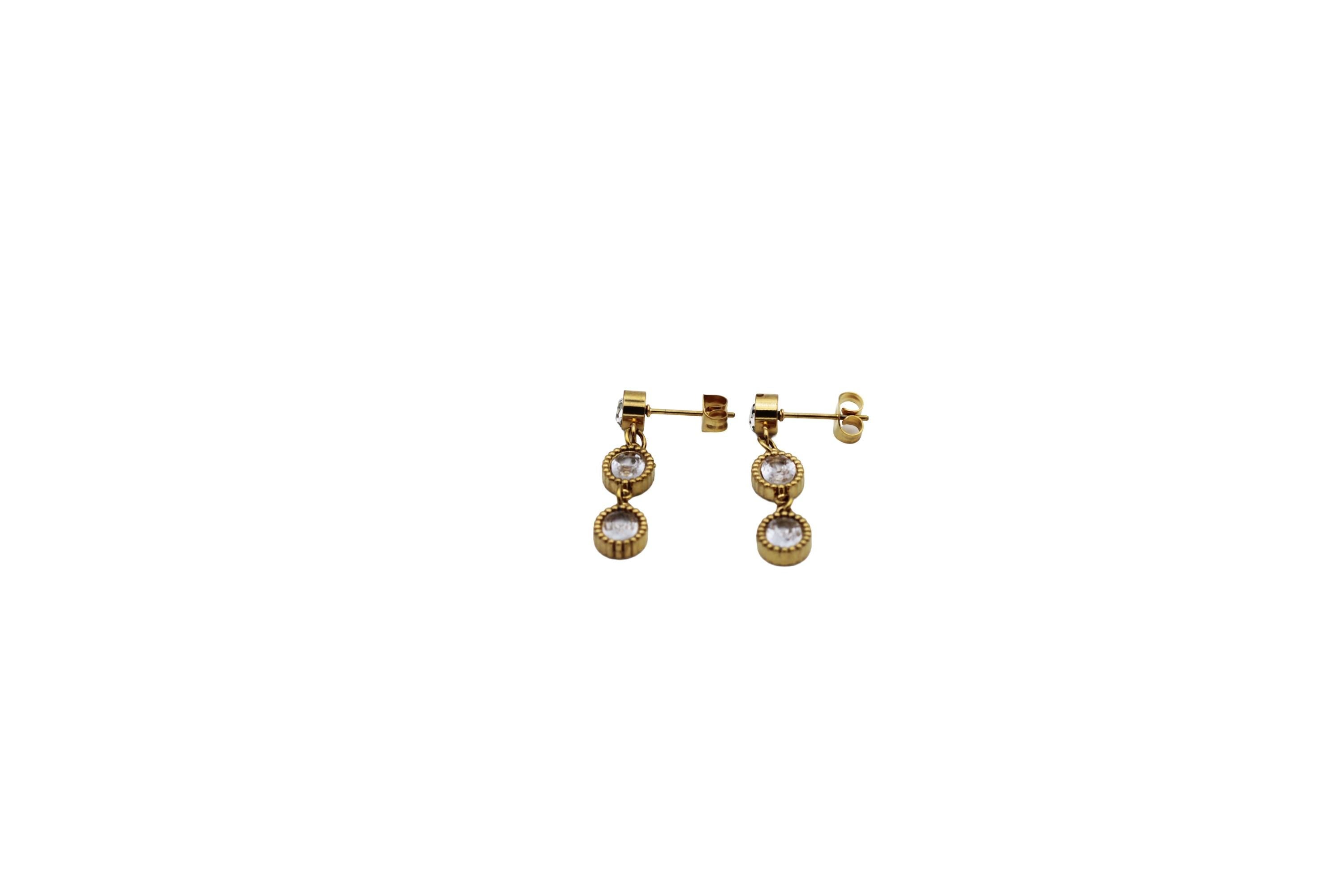 Gold Rhinestone Classic Dangle Earrings