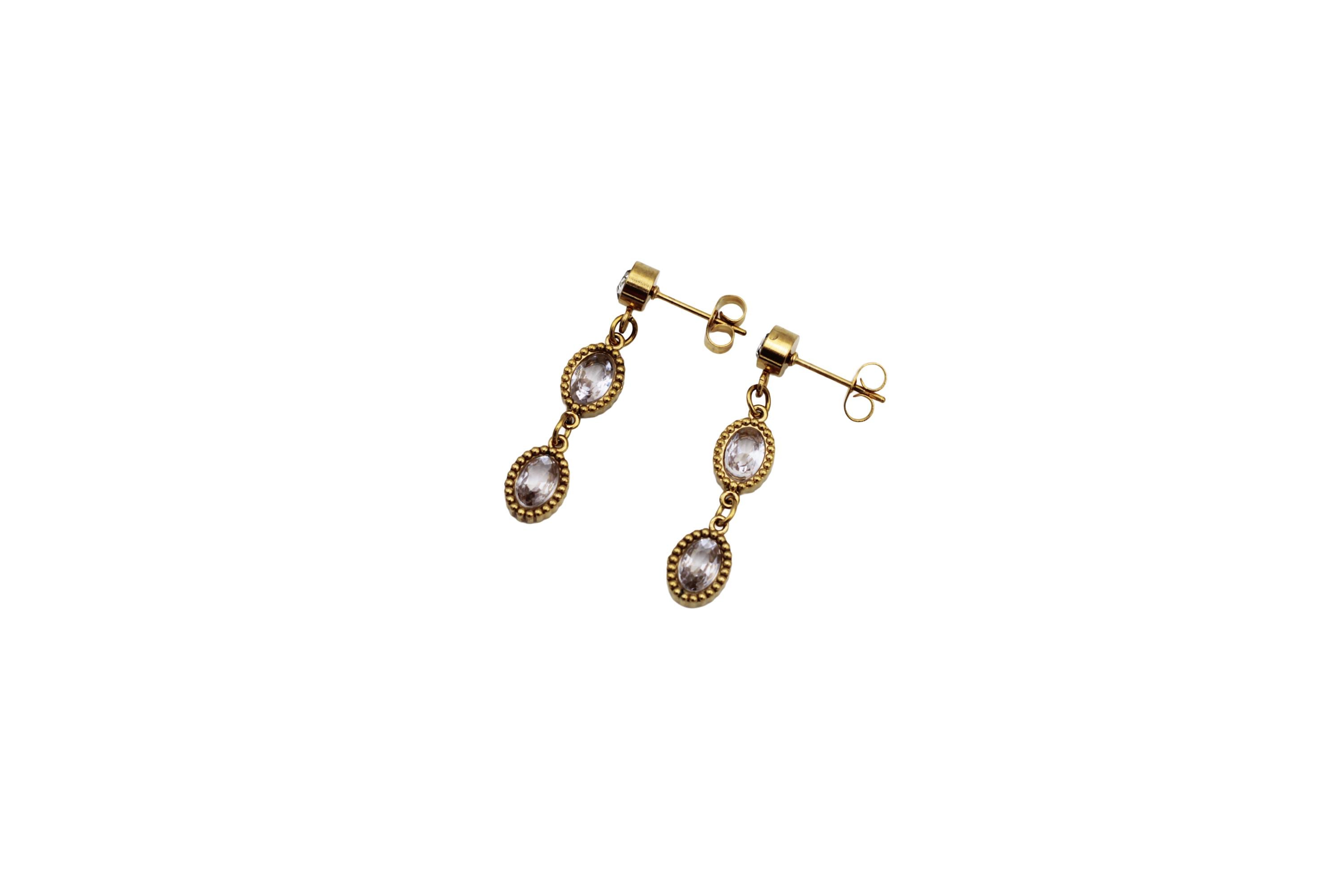 Gold Rhinestone Classic Dangle Earrings