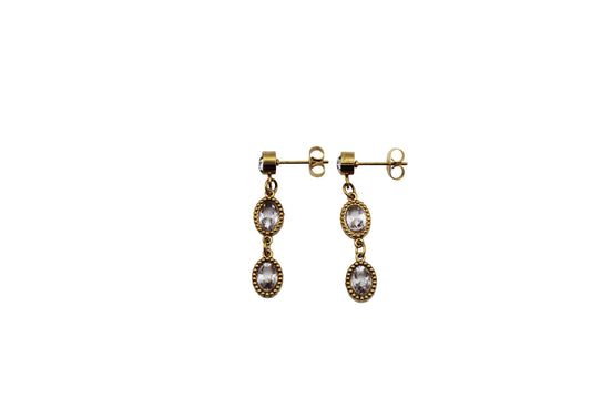 Gold Rhinestone Classic Dangle Earrings