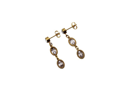 Gold Rhinestone Classic Dangle Earrings