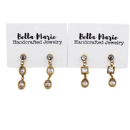 Gold Rhinestone Classic Dangle Earrings