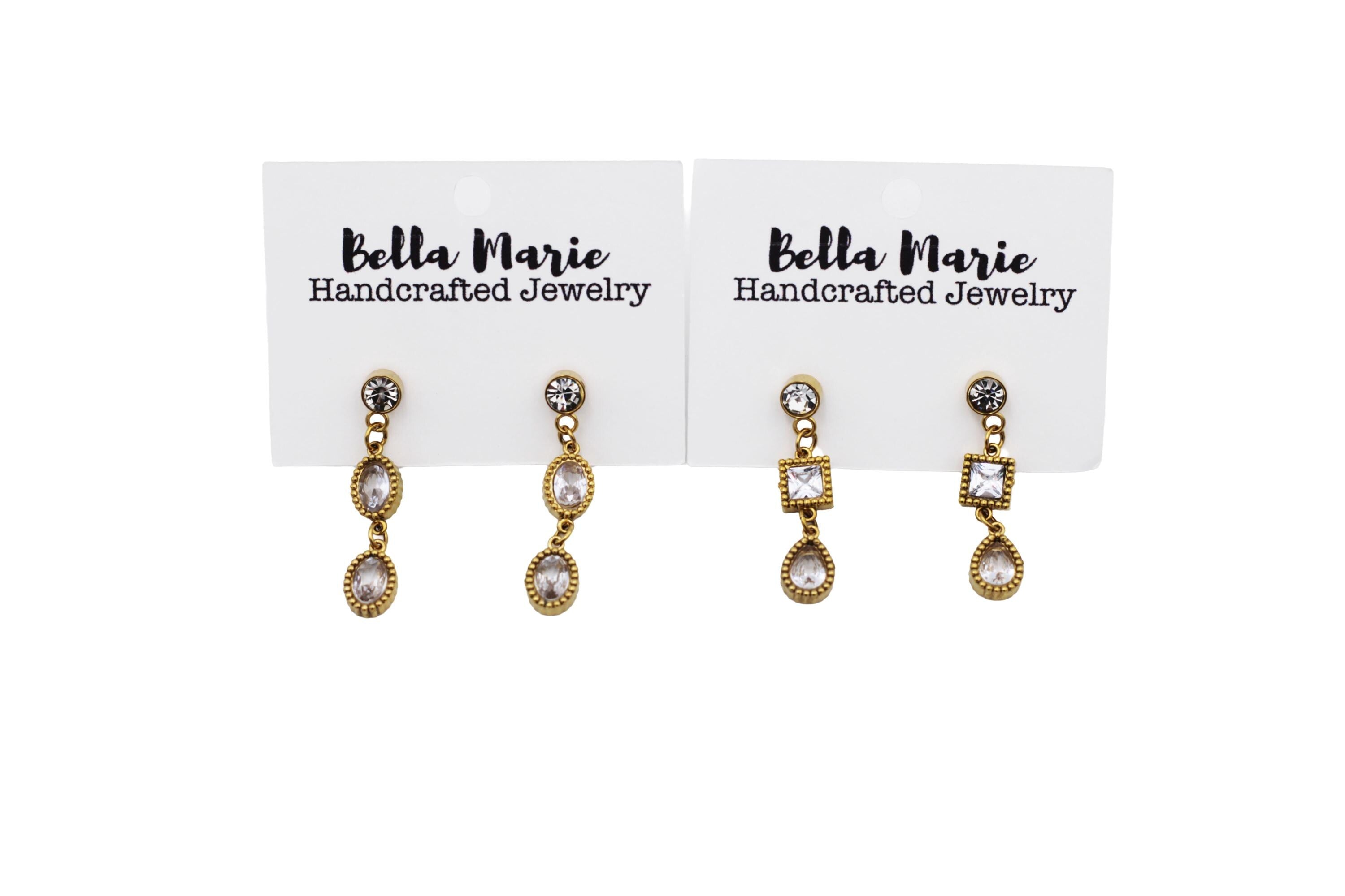 Gold Rhinestone Classic Dangle Earrings