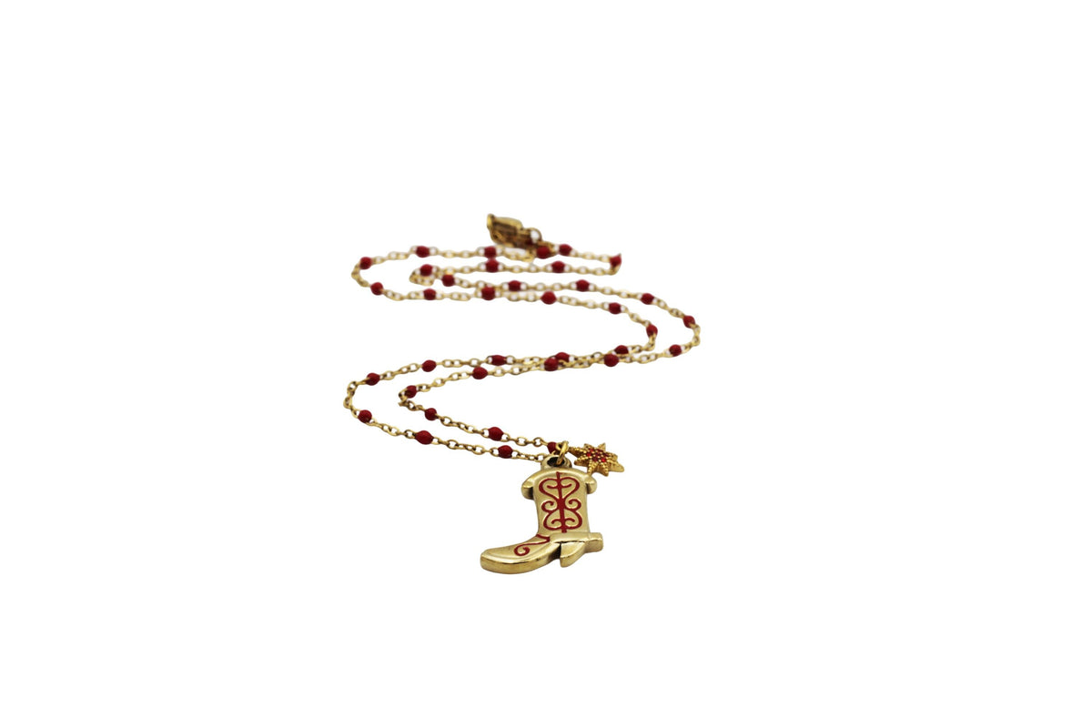 Red Cowgirl Boot Necklace