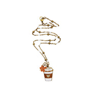 Coffee & Leaf Charm Necklace