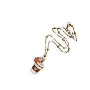 Coffee & Leaf Charm Necklace