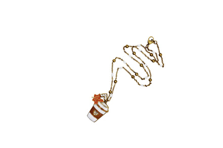 Coffee & Leaf Charm Necklace