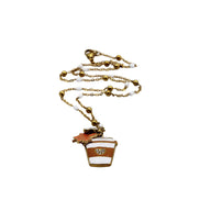 Coffee & Leaf Charm Necklace