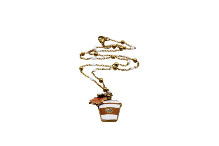 Coffee & Leaf Charm Necklace