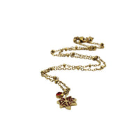 Red Rhinestone Leaf Charm Necklace