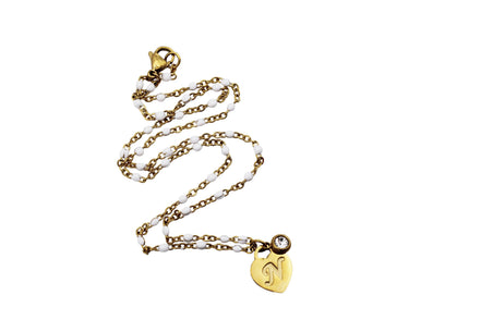 N Heart Lock Charm Necklace