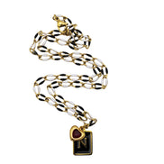 Black Enamel N Charm Necklace