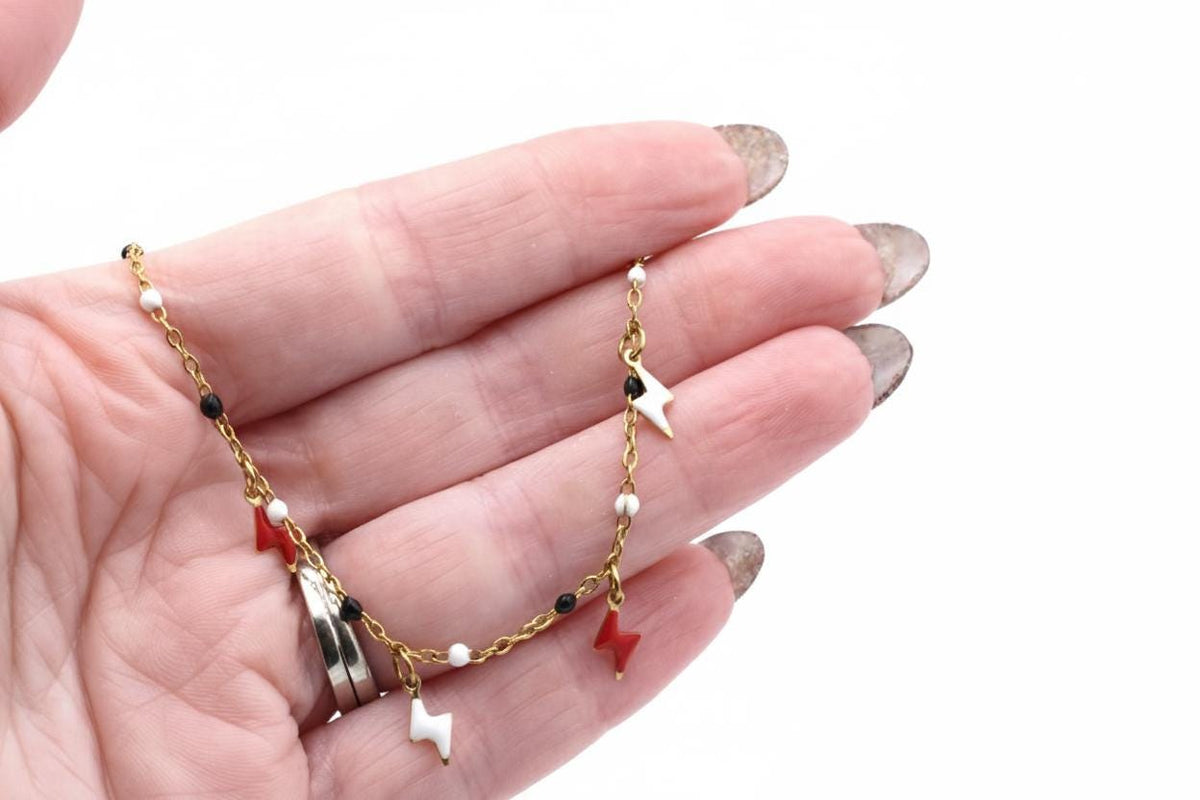 Red & White Lightning Necklace