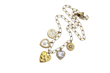 Load image into Gallery viewer, Gold &amp; White Heart Multi Charm Necklace
