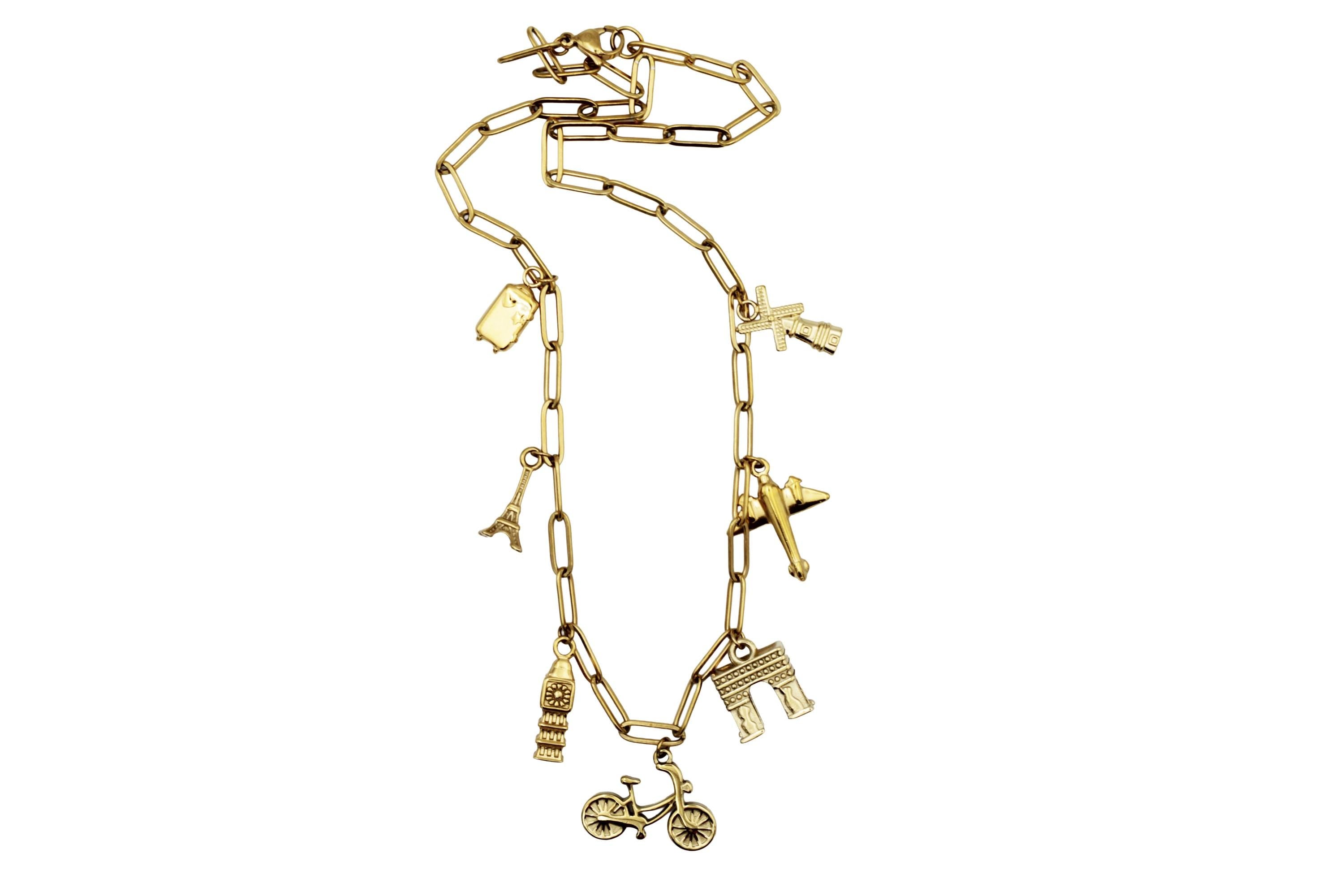 Gold Travel Multi Charm Necklace