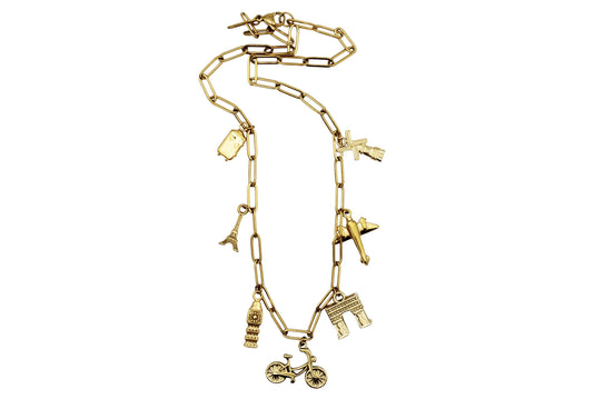 Gold Travel Multi Charm Necklace