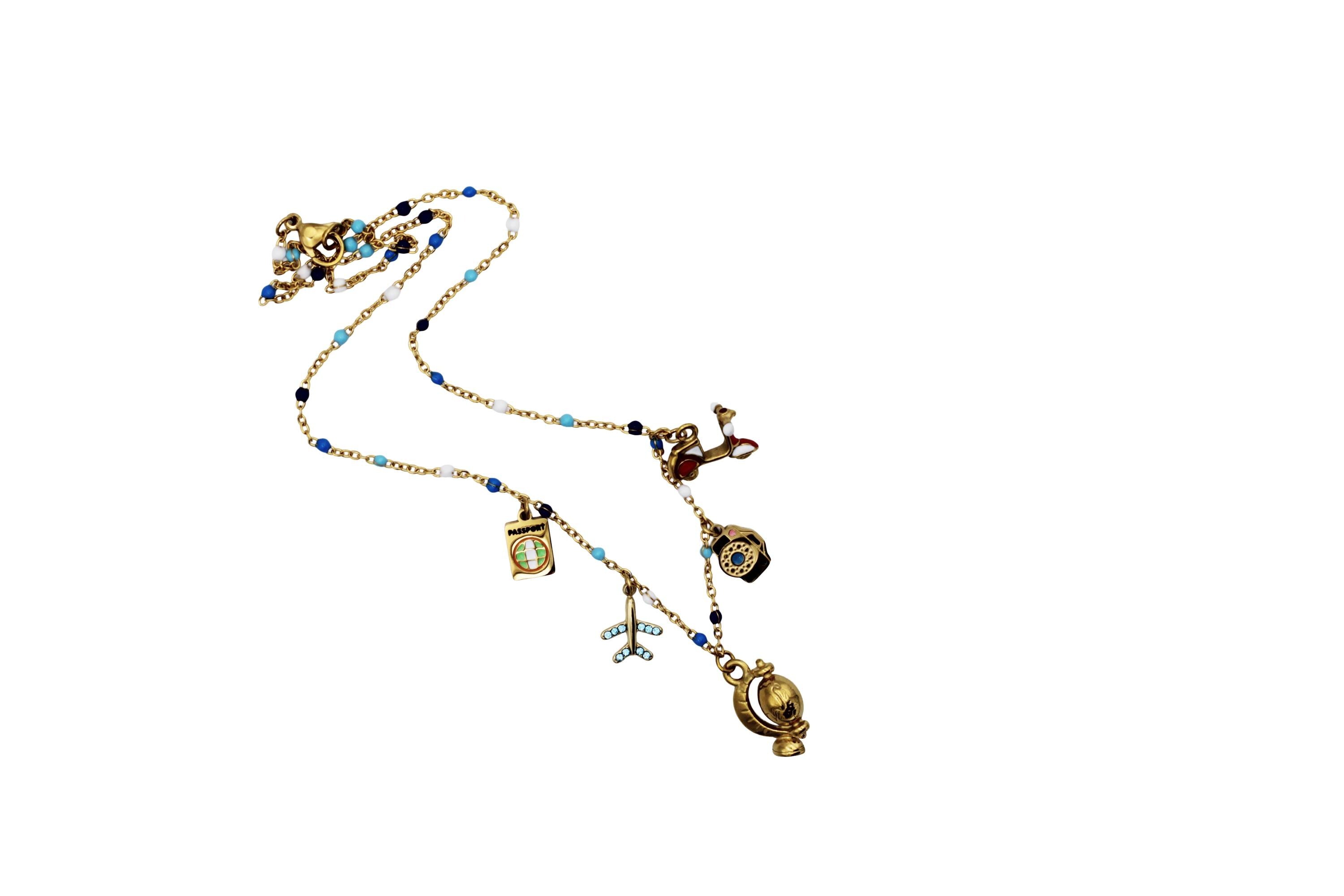 Colorful Travel Multi Charm Necklace