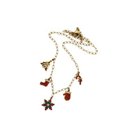 Rhinestone Christmas Multi Charm Necklace