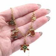 Rhinestone Christmas Multi Charm Necklace