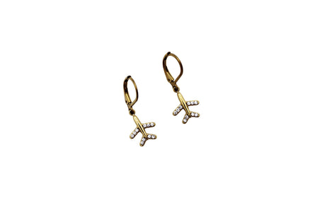 Dainty Rhinestone Airplane Earrings