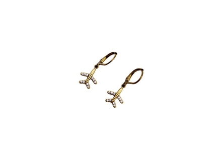 Dainty Rhinestone Airplane Earrings