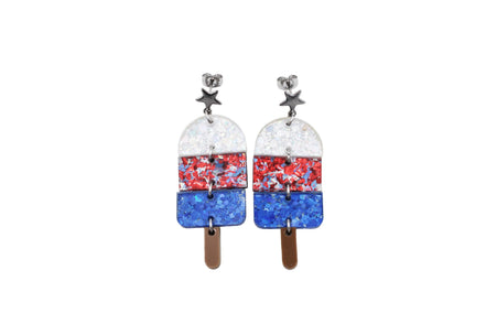 Popsicle Earrings, Popsicle Jewelry, Patriotic Popsicle Earrings, 4th of July Earrings, Summer Earrings, 4th of July Jewelry, Summer Jewelry