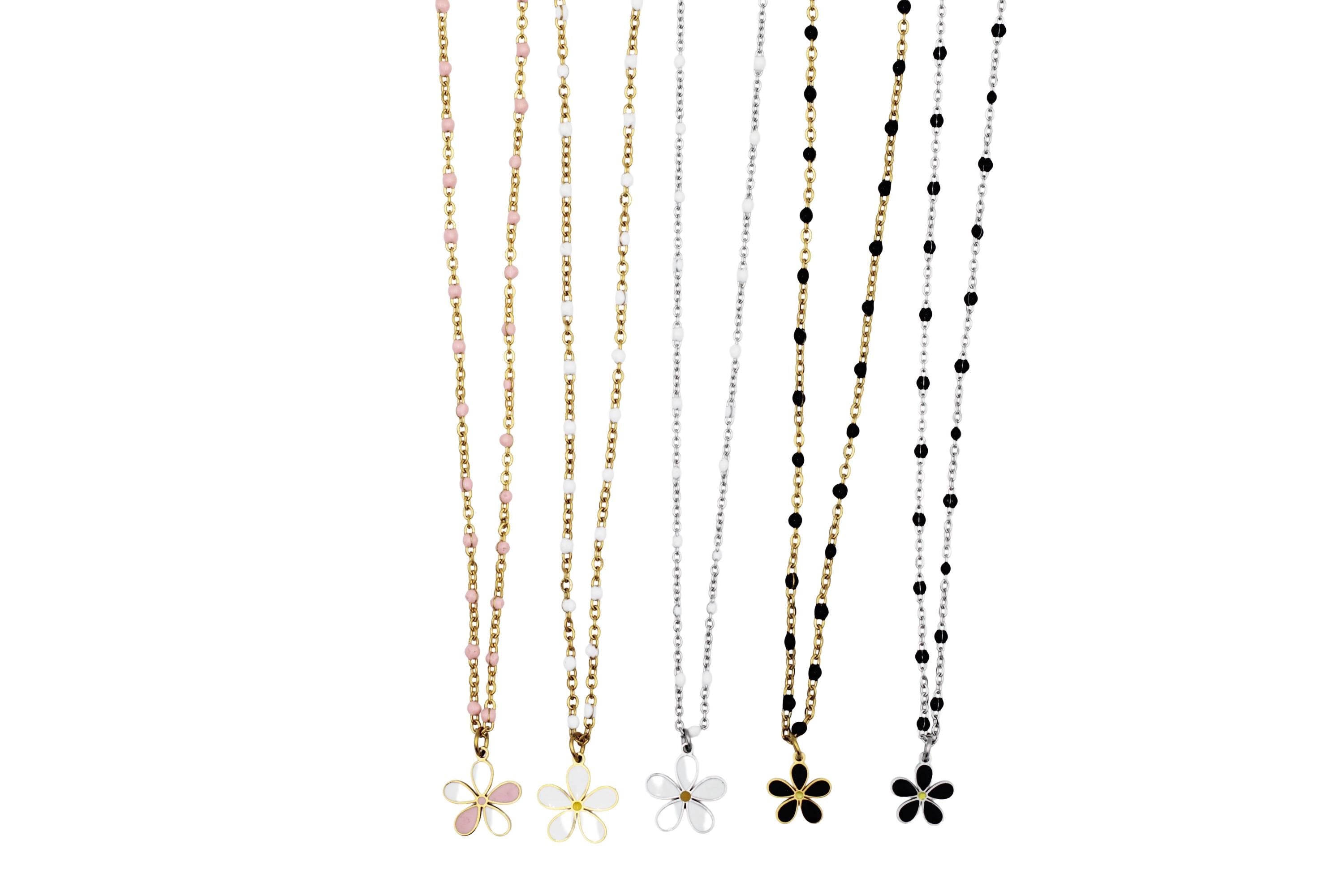Enamel Daisy Necklace