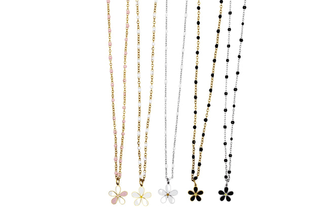 Enamel Daisy Necklace
