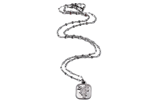 Square Rose Charm Necklace