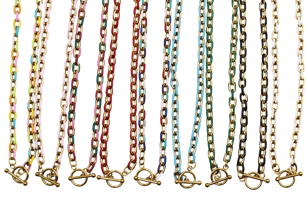 Chunky Enamel Chain Toggle Necklace