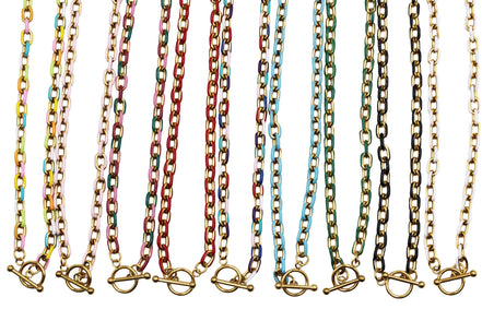 Chunky Enamel Chain Toggle Necklace