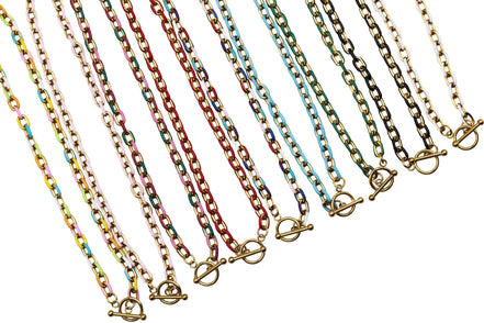 Chunky Enamel Chain Toggle Necklace