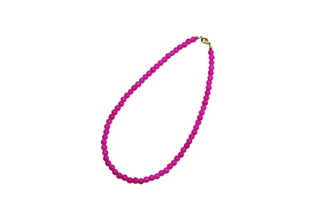 Bright Pink Beaded Necklace