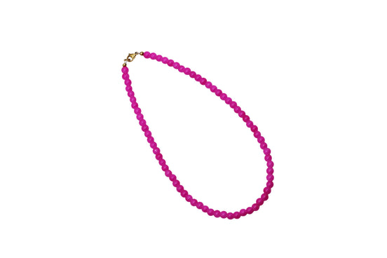 Bright Pink Beaded Necklace