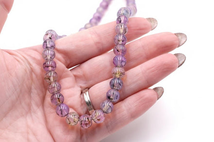 Purple Marbled Bead Necklace