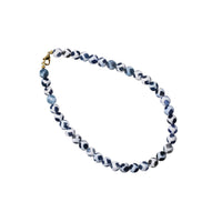 Blue & White Dyed Agate Bead Necklace