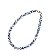 Blue & White Dyed Agate Bead Necklace