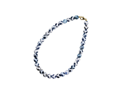 Blue & White Dyed Agate Bead Necklace